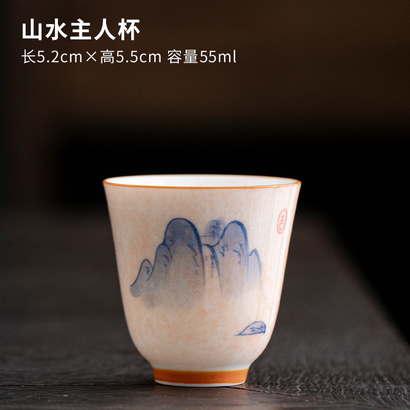 手描き満彩粉彩女性高颜値主人杯陶磁器釉薬下彩茶杯家庭用品茗杯個人専用|undefined