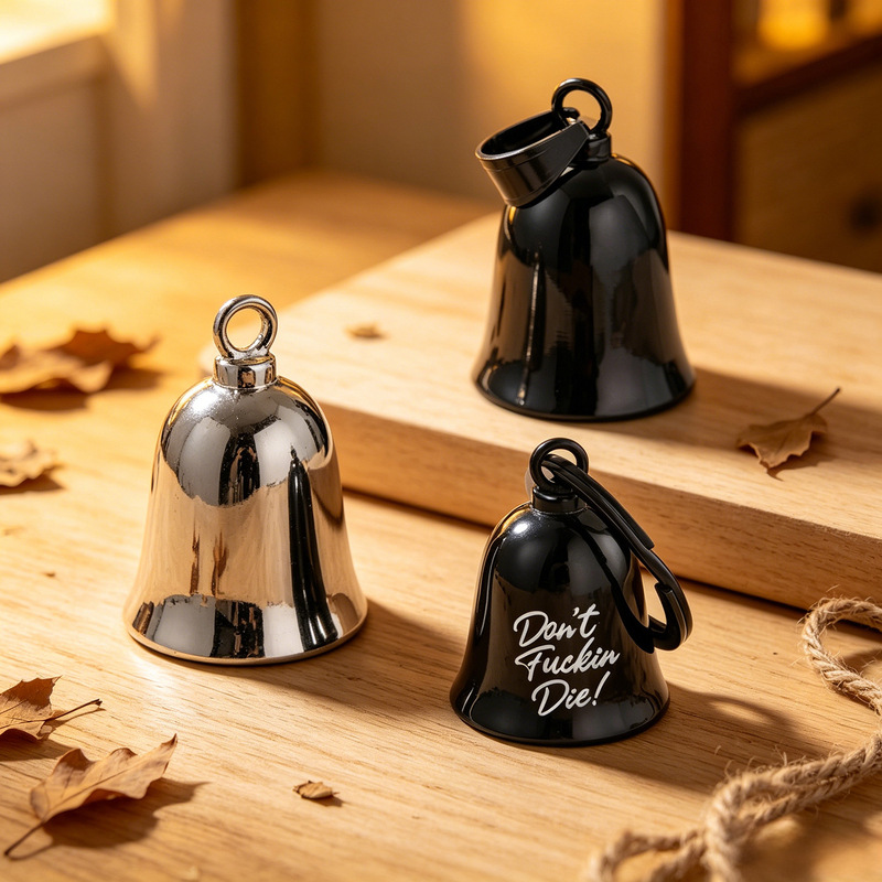 Cross-Border Tiktok Amazon Smooth Surface Customizable Logo European and American Motorcycle Riding Guardian Bell Pendant