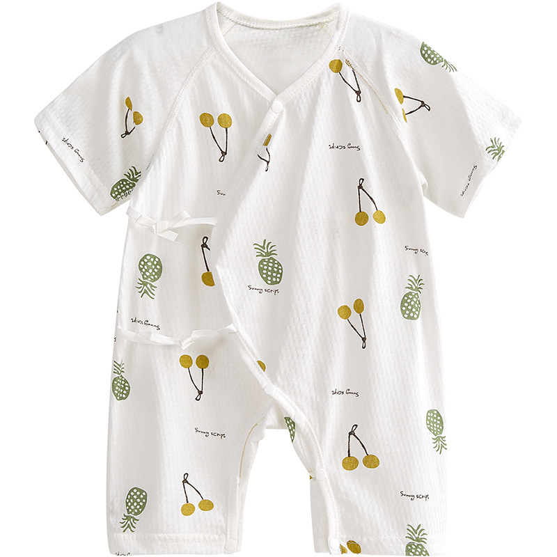 Mono de bebé verano para hombres y mujeres niños pequeños de manga corta de algodón puro monje mampara ropa de recién nacido ropa de verano para bebés