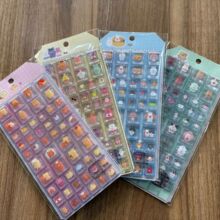 4张套装可爱卡通小动物通明3D浮雕封口贴装饰手机壳笔记本浮雕贴