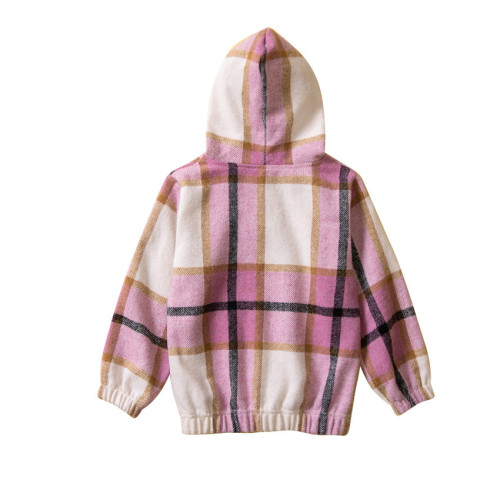 Samgamibaby Korean Fall Wear Unisex Kids Fashion Plaid Hoodie New Kids Color-block Hooded Sweatshirt