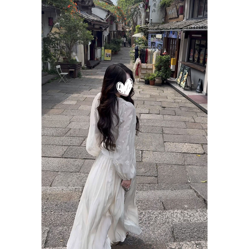 韩系镂空套头女纯欲气质宽松休闲显瘦长袖上衣半身裙两件套装|undefined
