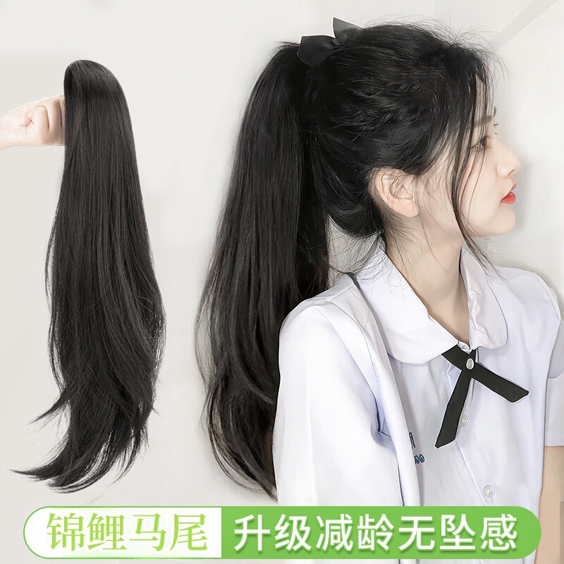 Clamping Pony Tail Micro Curly Hair Wig Women's Artificial Human Hair Koi Pony Twist Natural Outer Twist Medium Long Hair Fake Braid