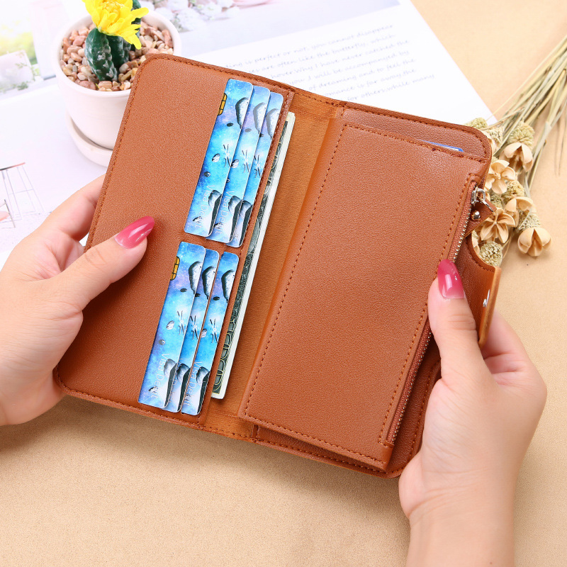 Nueva billetera larga de las mujeres hebilla monedero suave titular de la tarjeta teléfono móvil bolsa de embrague transfronteriza Venta caliente al por mayor