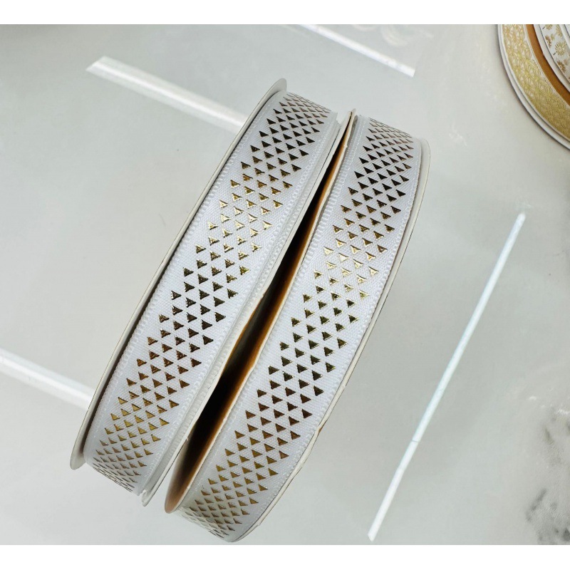 Bar brazo DIY cinta termoestable estampado poliéster cinta de regalo caja de regalo decoración 1.5cm de ancho estampado blanco