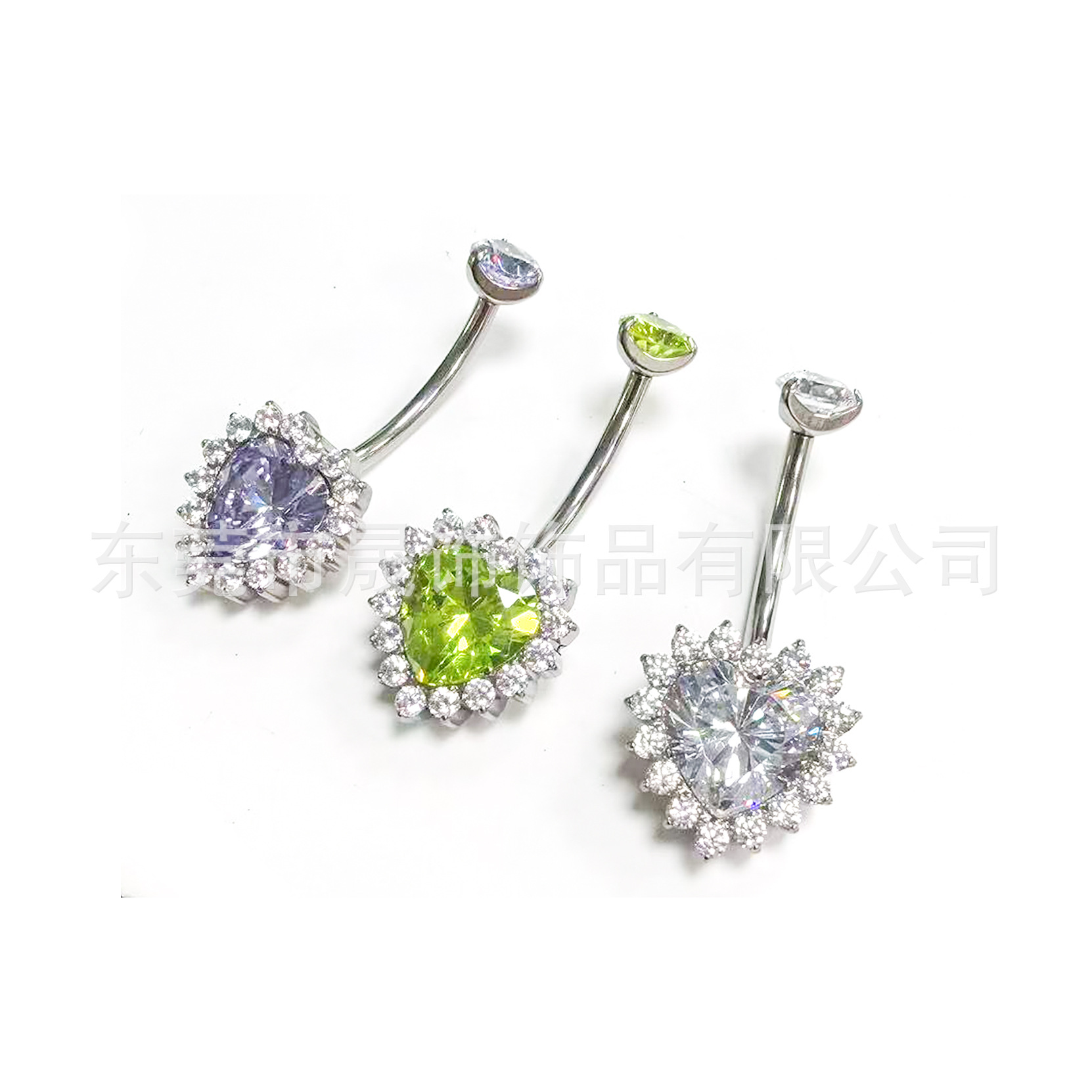 F136 Titanium Alloy Heart 肚 Navel Ring Set With Cubic Zirconia Heart Navel Ring G23 Titanium 人体 Piercing Jewelry 脐饰