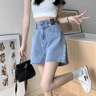 High-Waisted Denim Shorts for Women, Spring Thin Style 2025 New Large Size, Slimming for Plus-Size, Petite A-Line Wide-Leg Hot Pants