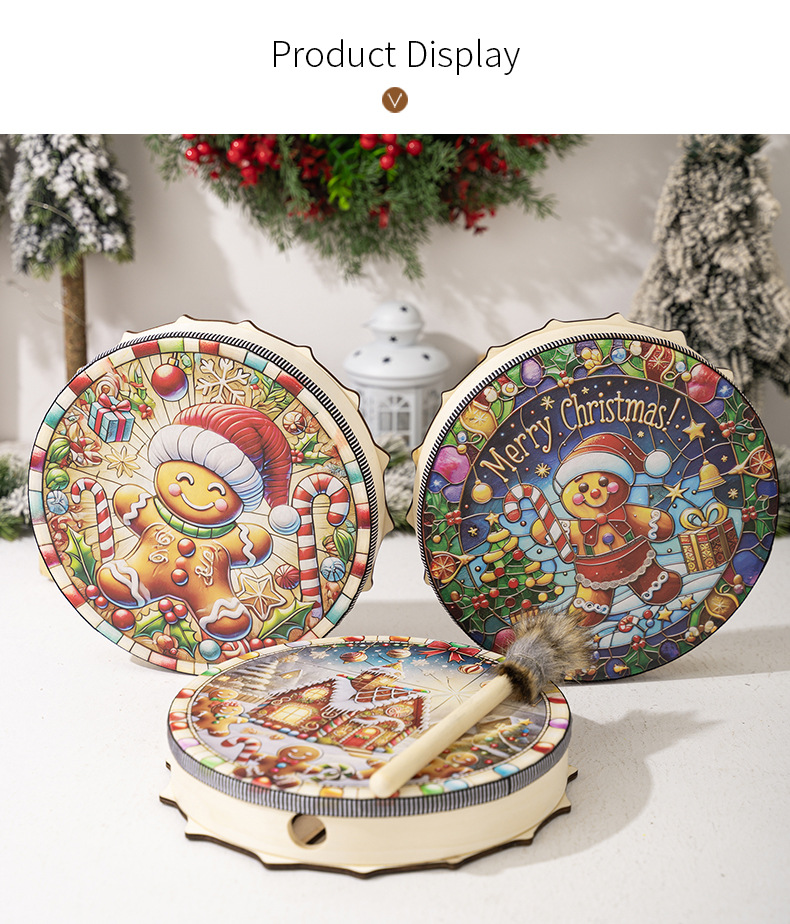 Home & Garden Christmas Decorative Drum Haube Christmas Gingerbread Man Percussion Drum Bar Atmosphere Decoration Music Drumstick_voghion.com