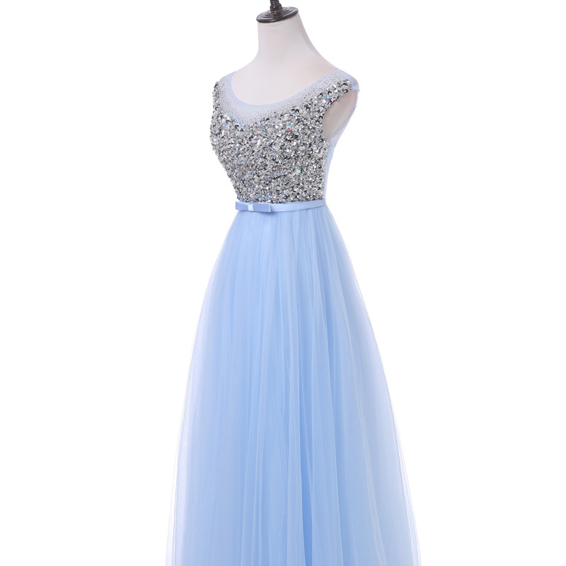 Comercio exterior de Europa y América Amazon AliExpress deseo vestido de noche de las mujeres vestido de novia con cuentas vestido de banquete sin mangas de la industria pesada