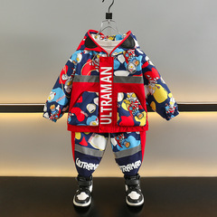 ウルトラマン服男児秋服スーツ2025新型かっこいいファッション宝宝網紅児童春秋