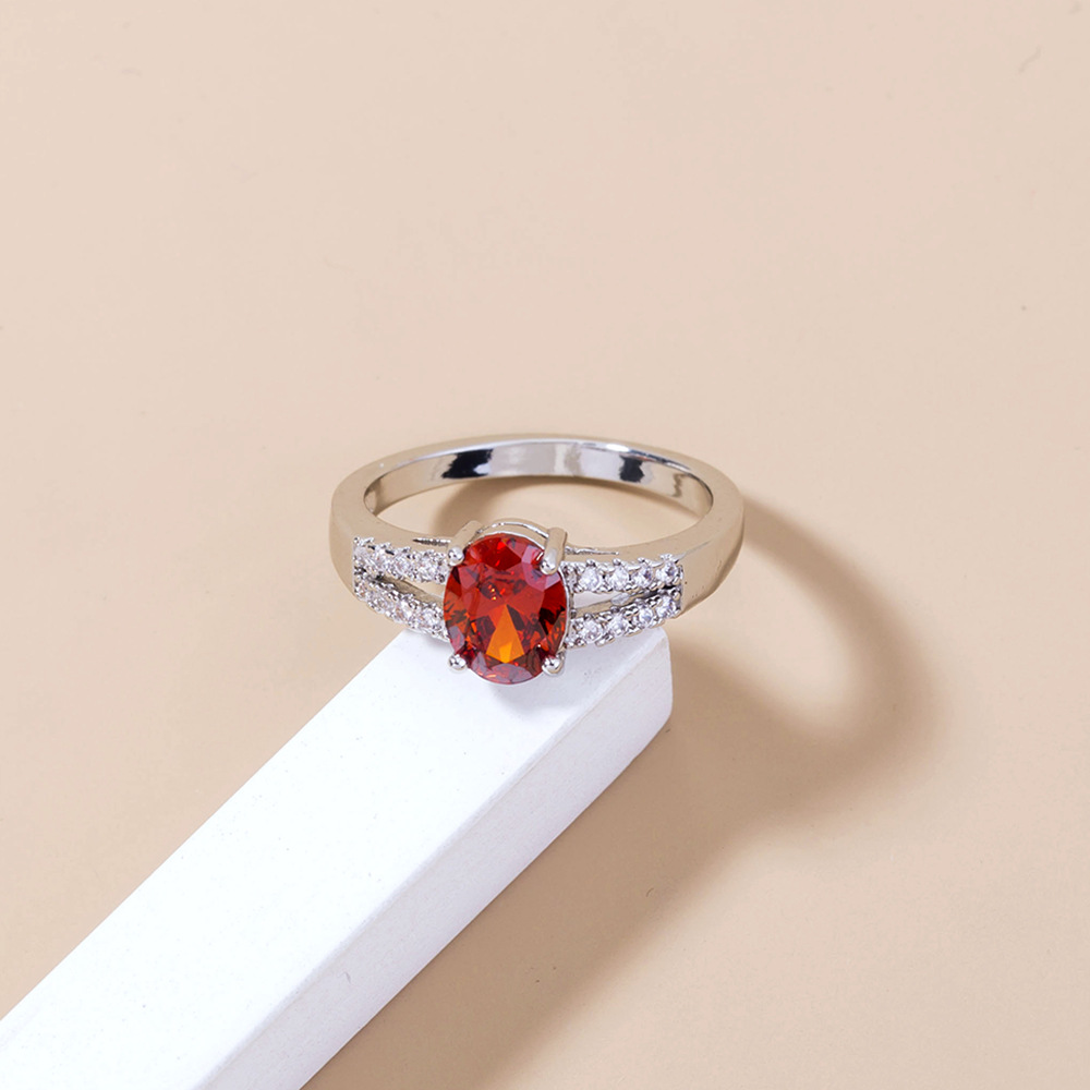 Anillo de cobre con micro incrustaciones de piedras preciosas rojas granadas de moda al por mayor Nihaojewelry NHDB402601picture6