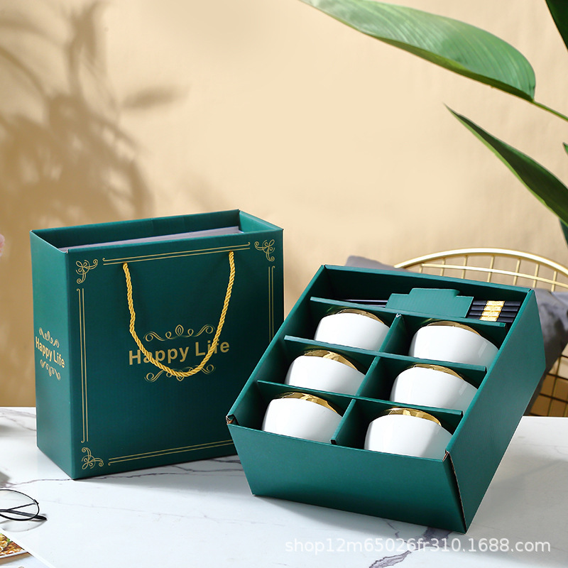 Wholesale gift Bowl set ceramic bowl chopsticks tableware gifts practical gift company opening activities promotional gift box