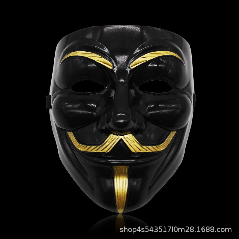 Amazon venta caliente Halloween tema de terror en forma de V máscara de vendetta accesorios de rendimiento de COSplay máscara facial en forma de V