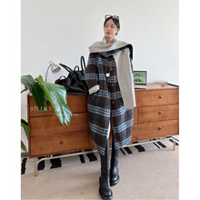 土星大衣！羊驼毛双面穿格纹大衣秋冬女可拆围巾羊毛呢外套高级感