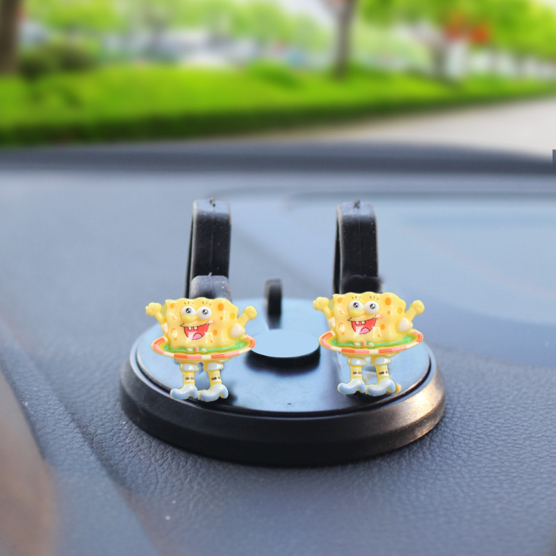 El nuevo adorno de coche de Bob Esponja súper lindo adorno de la pantalla de navegación de la consola central del coche de dibujos animados adorno de la cabeza