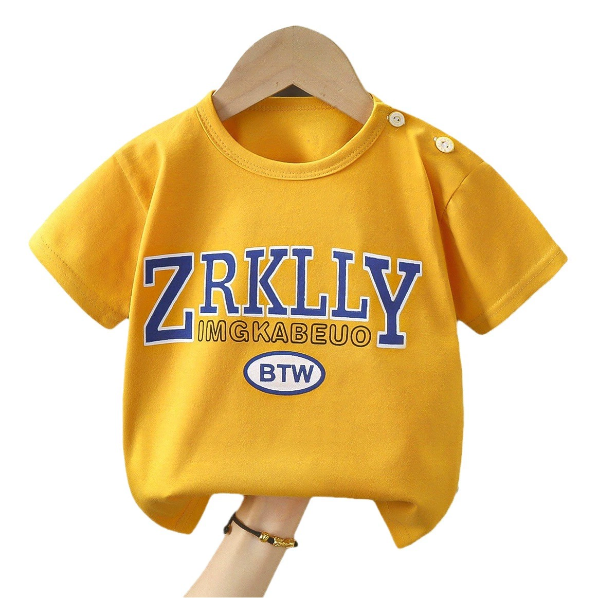 Детская футболка с короткими рукавами из хлопка класс летний новый мальчик ребенок девочка хлопковая одежда корейская версия детской одежды 2025