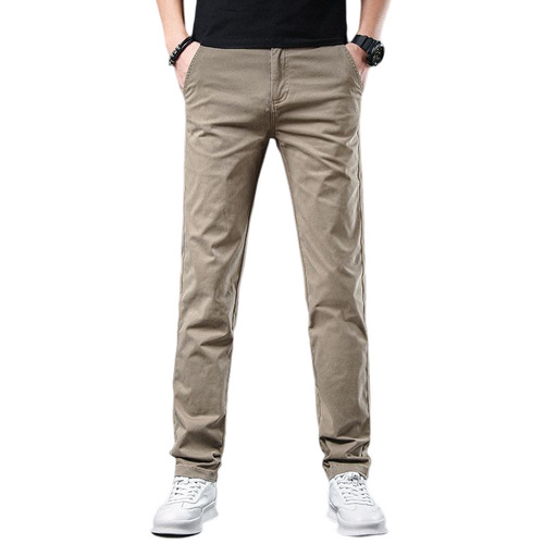 Men's Tailored Straight Leg Casual Cotton Chinos Business Khaki Long Pants