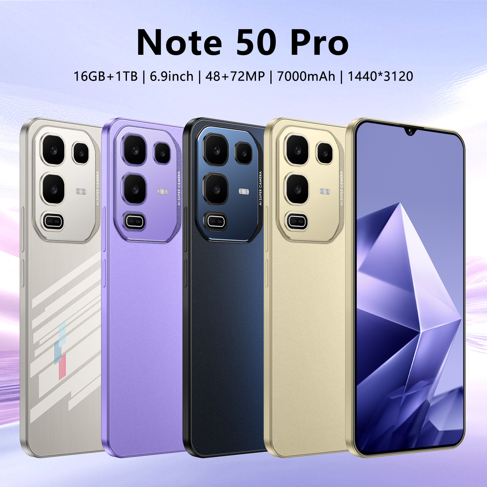 跨境热销款Note 50 Pro智能手机6.5寸大屏4+128GB手机源头工厂价