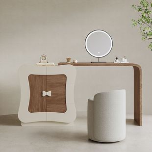 Solid Wood Dressing Table Retro Style Bedroom Modern Simple 2025 New Small Apartment Dressing Table and Cupboard Integrated