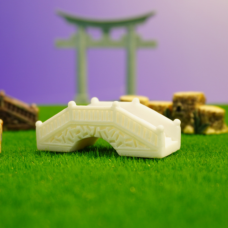Micro paisaje miniatura puente paisaje árbol pila PVC muelle escritorio creativo decoración acuario natación peces pequeño puente pecera