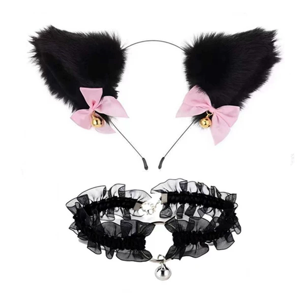 Pure Black+Cat Bell Black Lace Circle