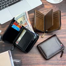 跨境男士钱包大容量多功能银行卡包亚马逊热销竖款拉链男款钱夹