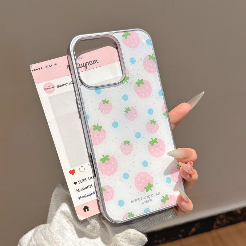 Chica ins epoxi rosa fresa para iPhone16ProMax/15 funda para teléfono 13 Apple 14 soporte 16