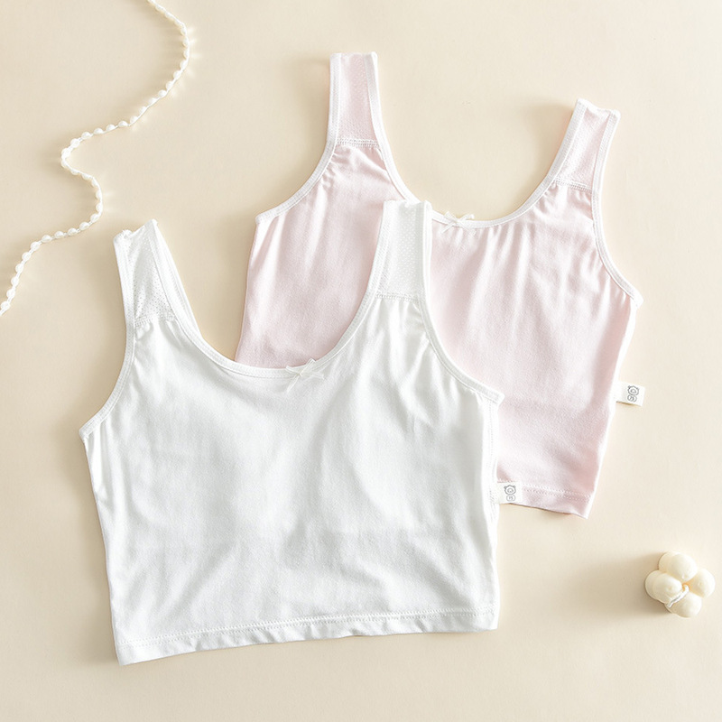 Girls' First-Level Sponge Pad Sports Cotton Vest Development Period Girls' Intimates Junior High School Students' Anti-Bump Inner Tops