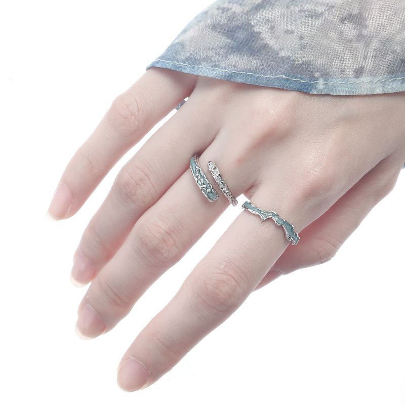 Bagues couple vague et amour bague ouverte ajustable argent_voghion.com