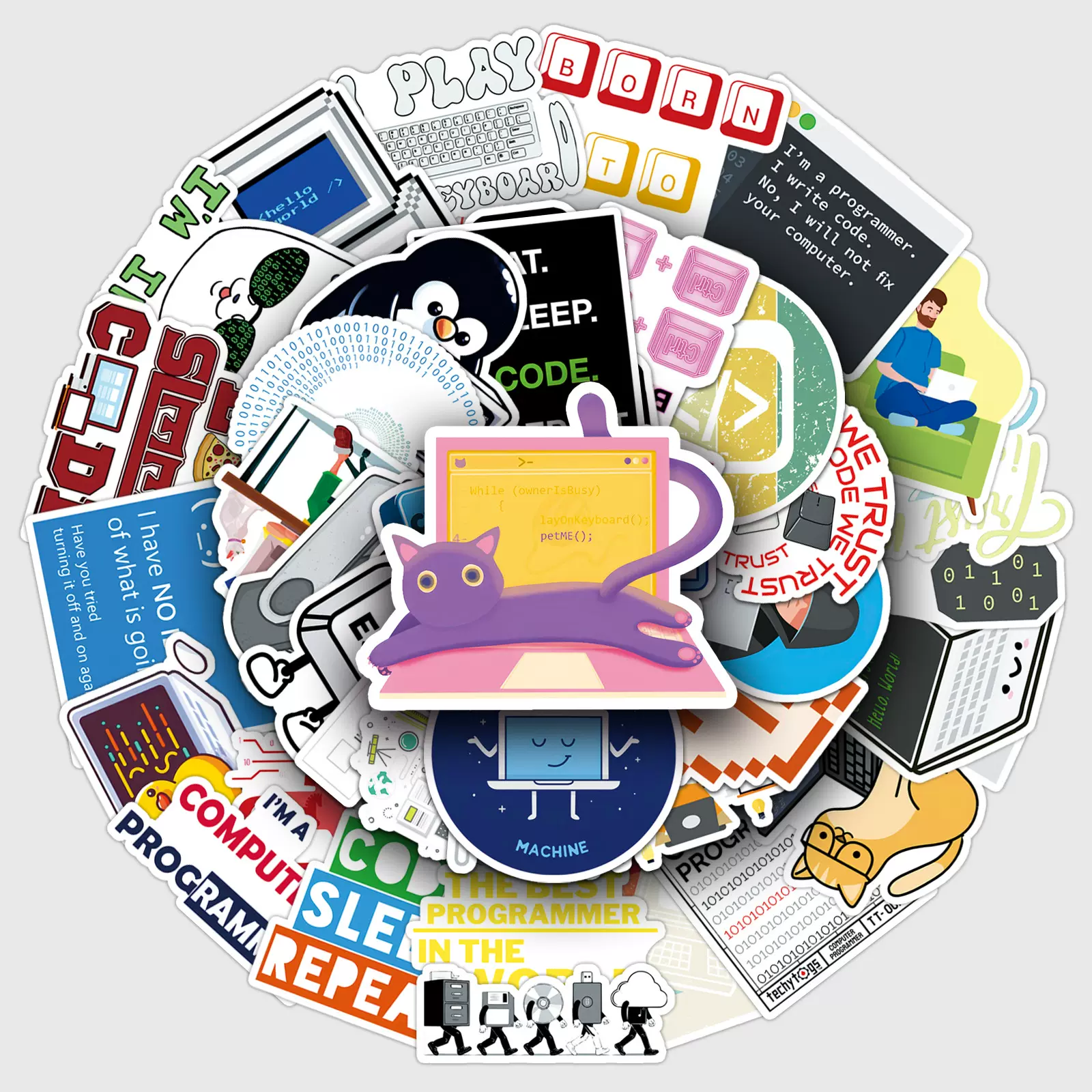 50张程序员涂鸦贴纸个性跨境热卖编程创意装饰手机笔记本电脑贴纸