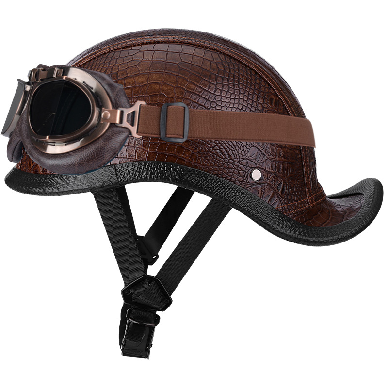 다크 다크 브라운 격자 무늬 가죽 + 청동 거울-꼬리 꼬리