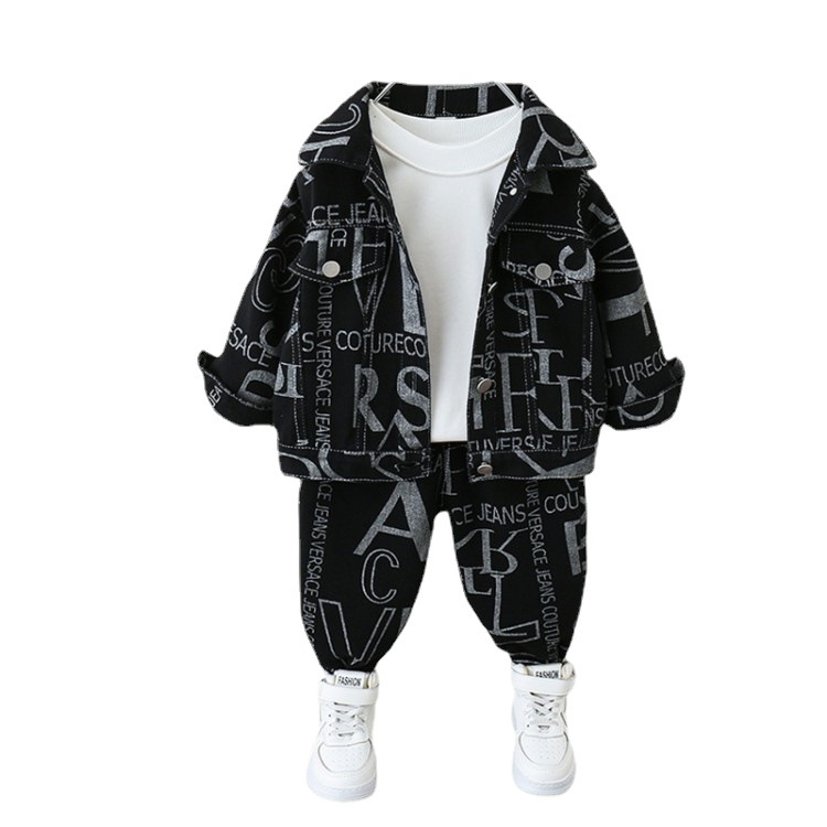 Boys spring and fall baby fashion children's stylish denim clothes handsome cargo_voghion.com