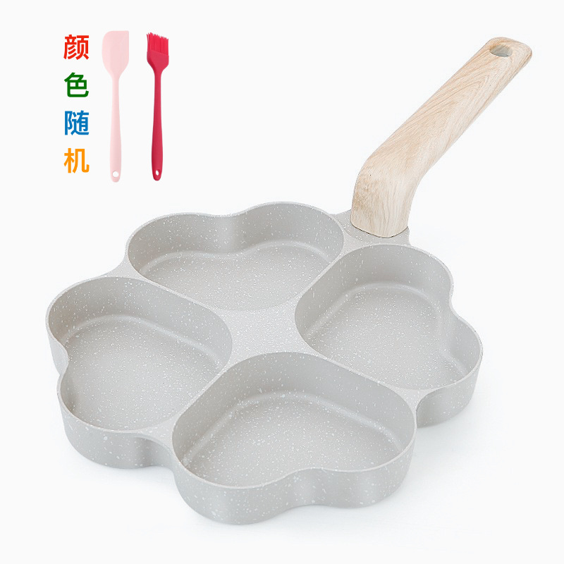 사랑 4 홀 오믈렛 버거 팬 (아이보리 화이트) 오일 브러시 스크레이퍼