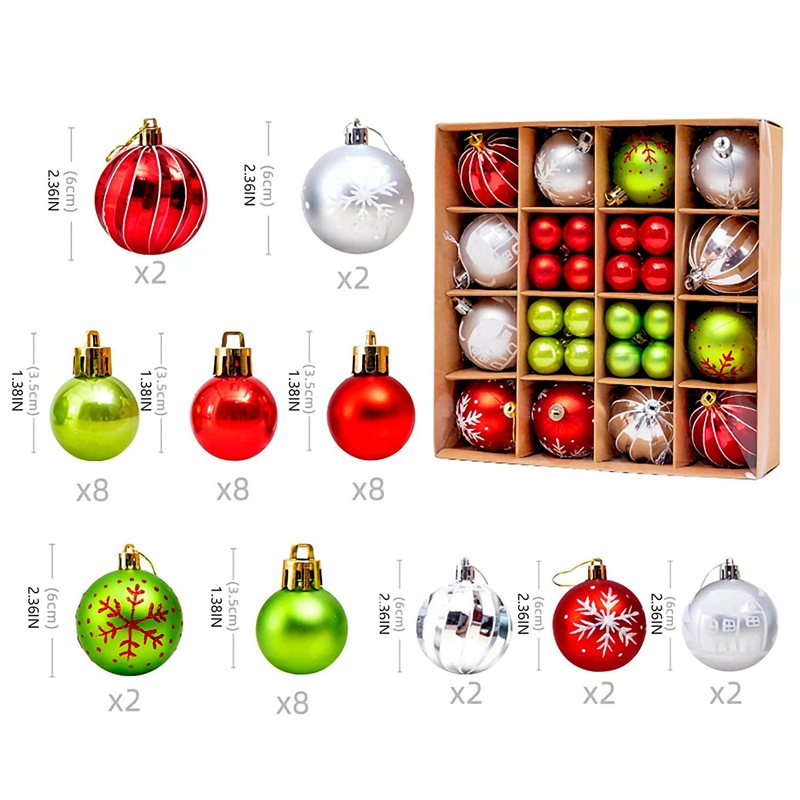 Set de bolas decorativas de Navidad en caja de regalo, colgantes para vitrina y fiestas, decoración de árbol de Navidad, comercio exterior transfronterizo