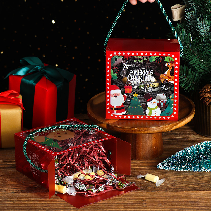 Christmas package transparent box snowflake crispy glutinous rice boat biscuits nougat milk dates baked pastries packaging box 4