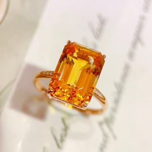 New Natural Lucky Citrine Ring 18K Gold Rose Gold Inlaid Simple Versatile Fashionable Women's Ring Wholesale