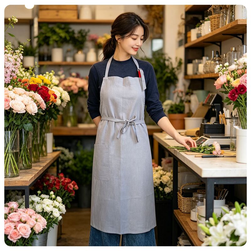 Fashionable Linen Aprons for Women and Men, Suitable for Art Studios, Milk Tea Shops, Nail Salons, and Flower Shops, Japanese-Style Art Workwear, Customizable with Logo Printing Fashionable Linen Aprons for Women and Men, Suitable for Art Studios, Milk Tea Shops, Nail Salons, and Flower Shops, Japanese-Style Art Workwear, Customizable with Logo Printing