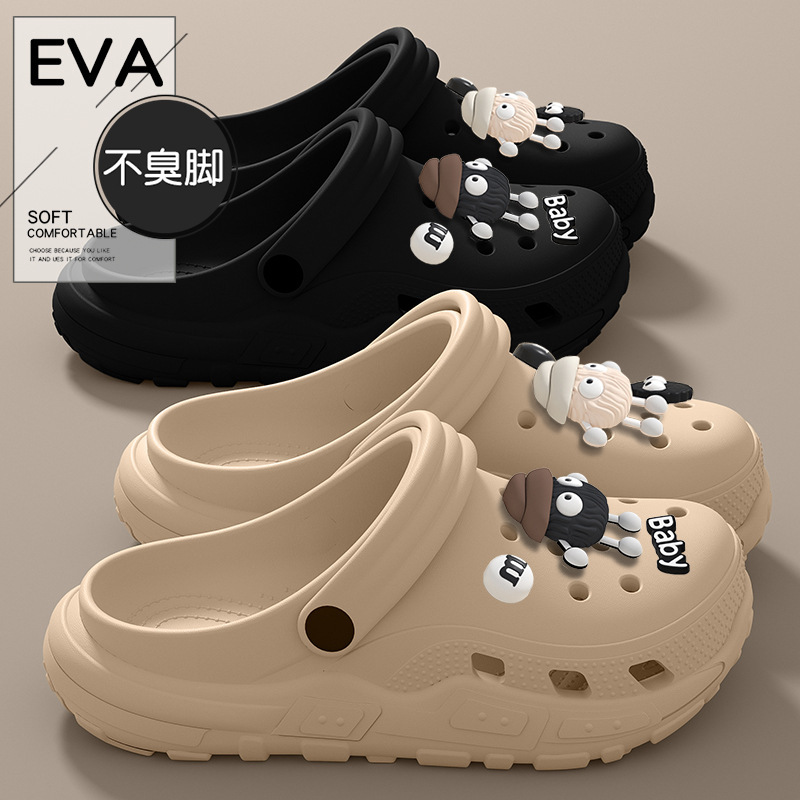 Hole Shoes Women's Summer 2025 New Arrival Shoes Slip-on Feeling Outwear Cute Beach Sandals with Thick Bottom Non-slip Sandals