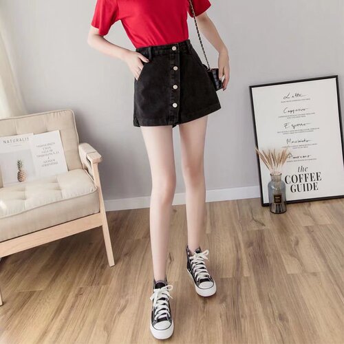 Women's Plus Size Jeans Skirt  Summer Export New Style Button High-Waist Loose Straight Pants Skirt Wholesale
