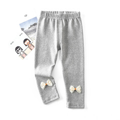 Girls' Leggings Autumn Long Pants Net Layered Butterfly Knot Flat Feet Medium and Small Children's Pants with Opening for Boys Running Quantity