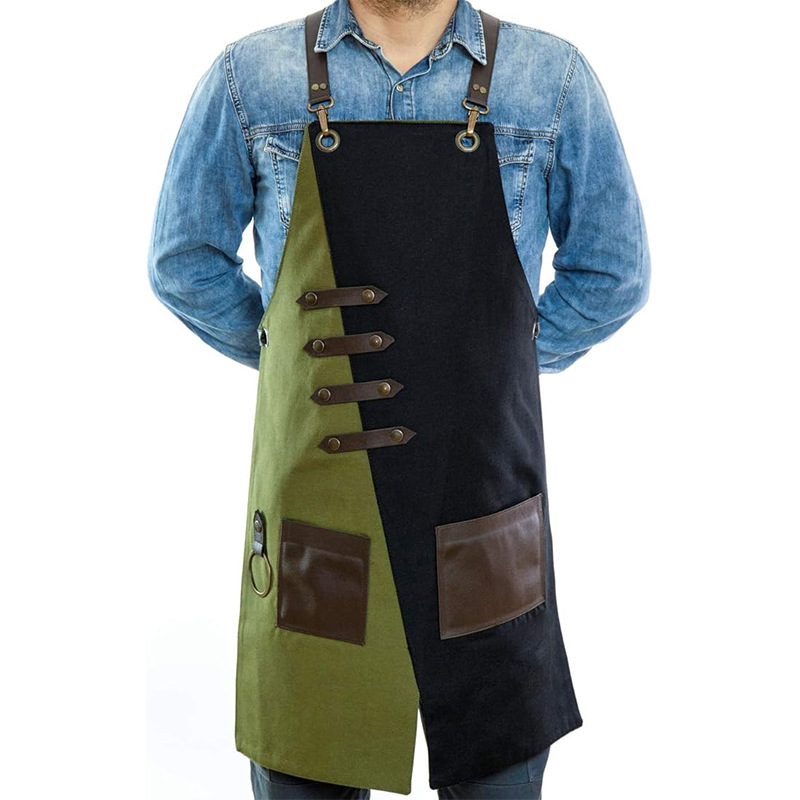 Delantal de lona transfronterizo logotipo personalizado a juego color contraste cintura floral barbero ropa de trabajo delantal de casa al por mayor