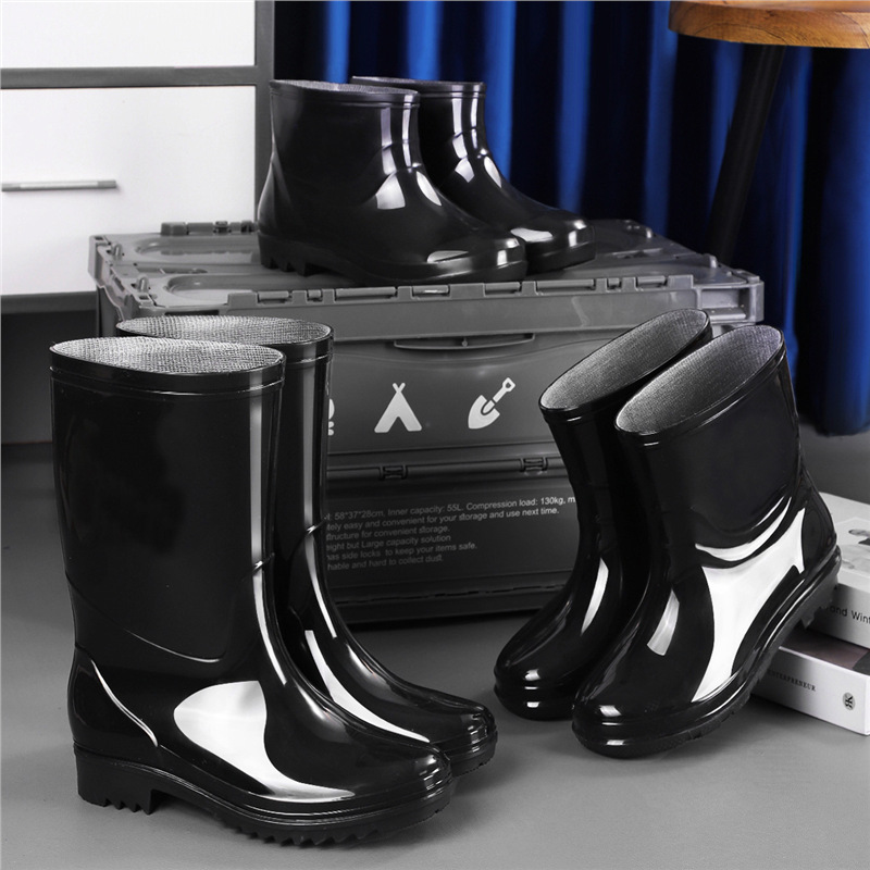 Comercio exterior de alto tubo de protección laboral para hombres zapatos de lluvia gruesos zapatos de lluvia impermeables al aire libre anti-deslizante extra alto calentamiento de lana zapatos de agua