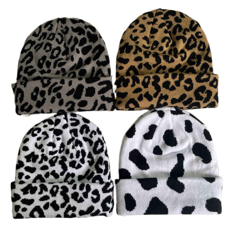 122g Weight Unisex Hip-hop Vintage Style Cow Pattern Zebra Leopard Crimping Wool Cap