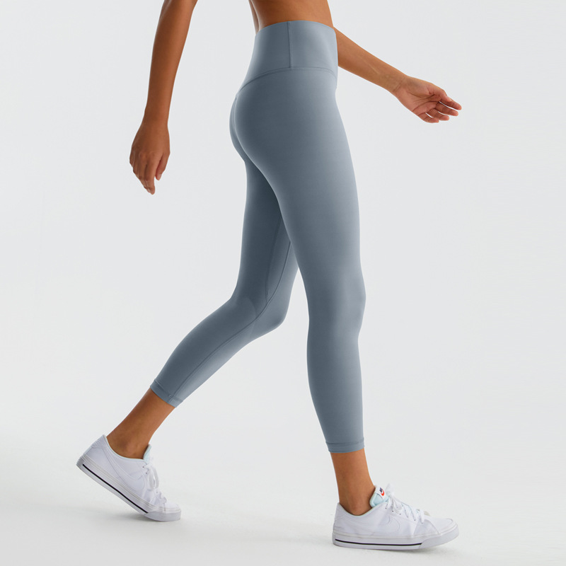 Pantalones de yoga de cintura alta Lulu para mujer, leggings deportivos de 24 pulgadas con tacto suave, efecto moldeador, realce de glúteos, absorción del sudor y secado rápido.