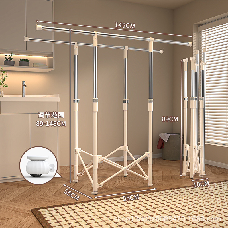 (스테인리스 스틸 포함) 25개의 원형 이중 극 옷 건조대(바퀴 포함)