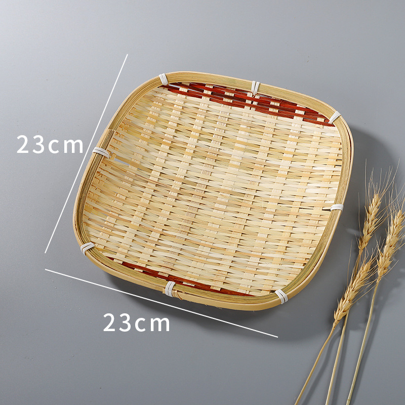 bambú trenzado pastel bandeja cesta refrescos canasta de frutas canasta de bambú estilo antiguo chino canasta de productos de doble capa platos hechos a mano