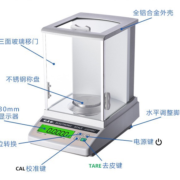 双杰JJ-BC 200g/300克/500g/0.001g高精密分析实验室天平