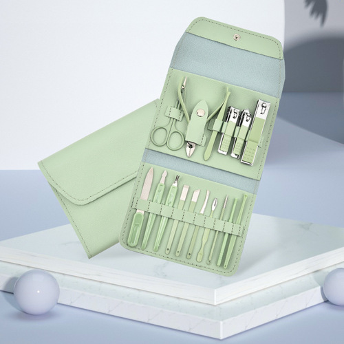 Manufacturer wholesale nail scissors set 16-piece folding bag manicure beauty manicure tool set nail clippers nail clippers