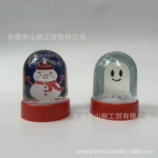创意内置印刷片塑料水晶球节日礼物工艺品摆件漂浮雪花小水球装饰
