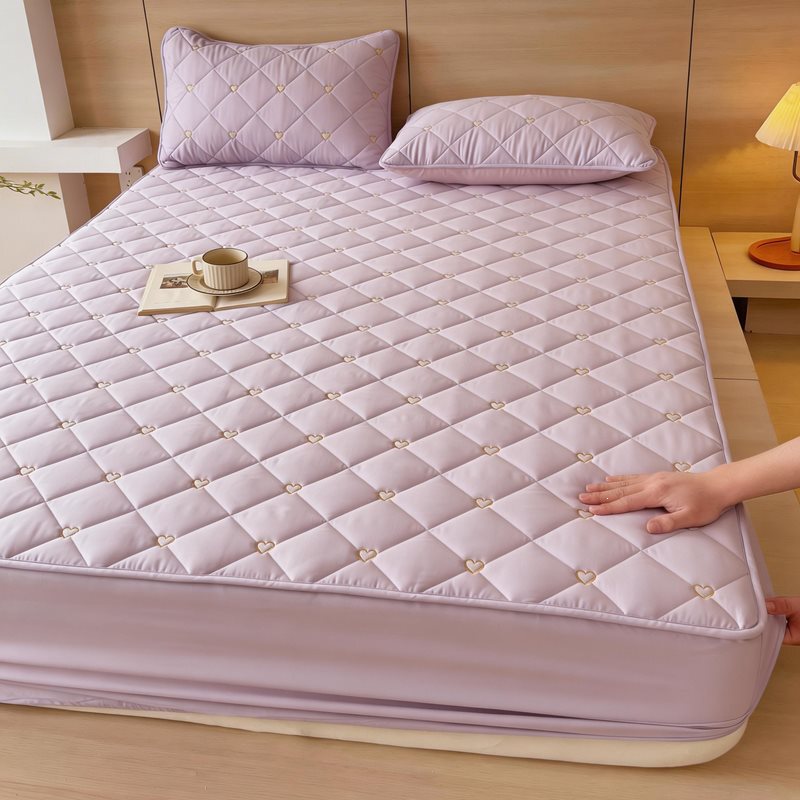 Cross-Border E-Commerce - 2026 New Model A-Grade All-Cotton Quilted Embroidered Single-Piece Fitted Sheet Three-Piece Set
